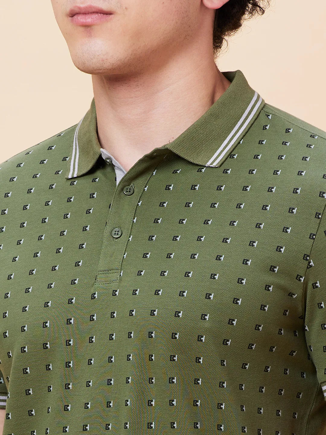 Being Human Clothing Men Regular Fit Polo Neck T-Shirts-Bronze Green