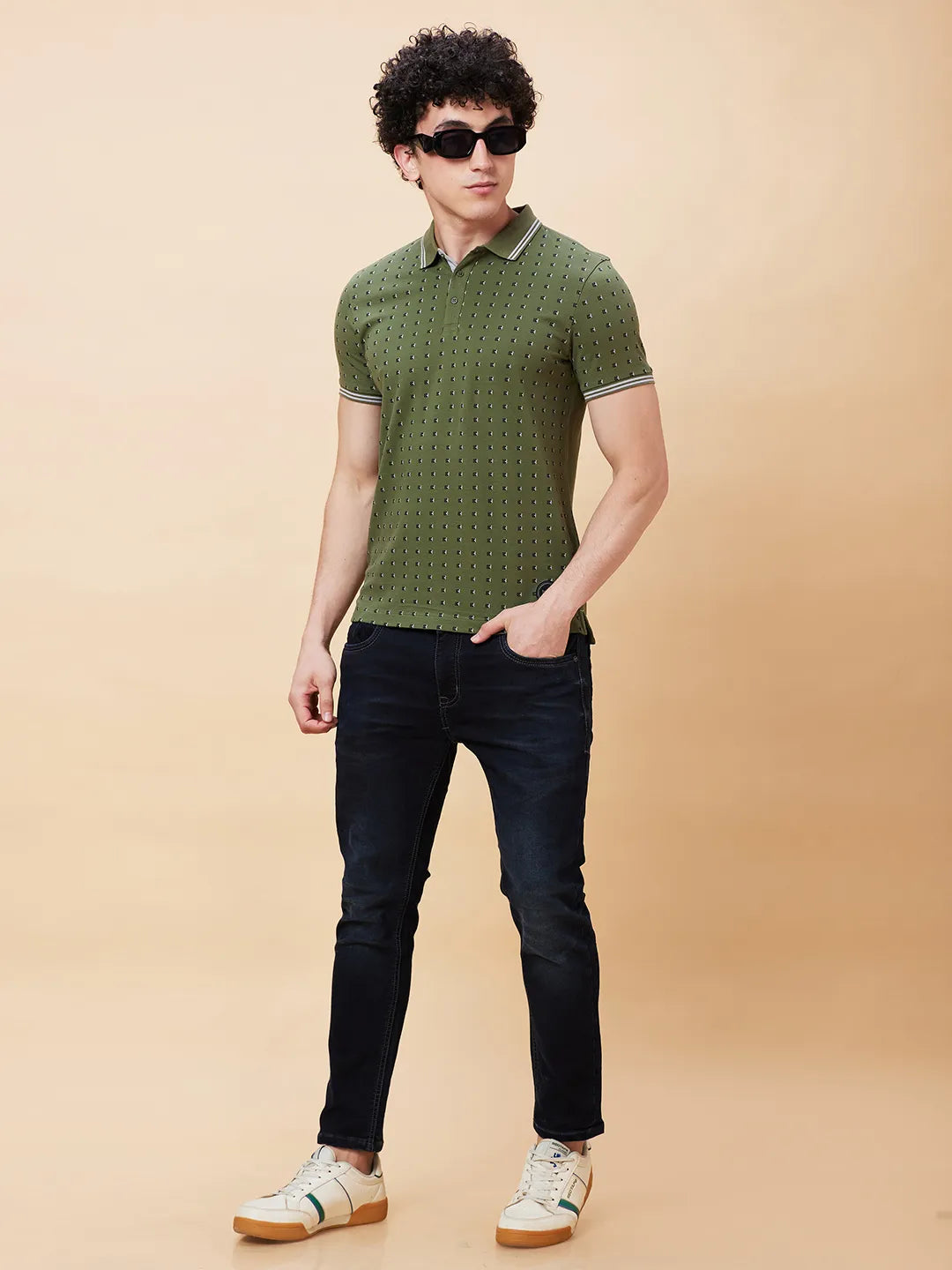 Being Human Clothing Men Regular Fit Polo Neck T-Shirts-Bronze Green