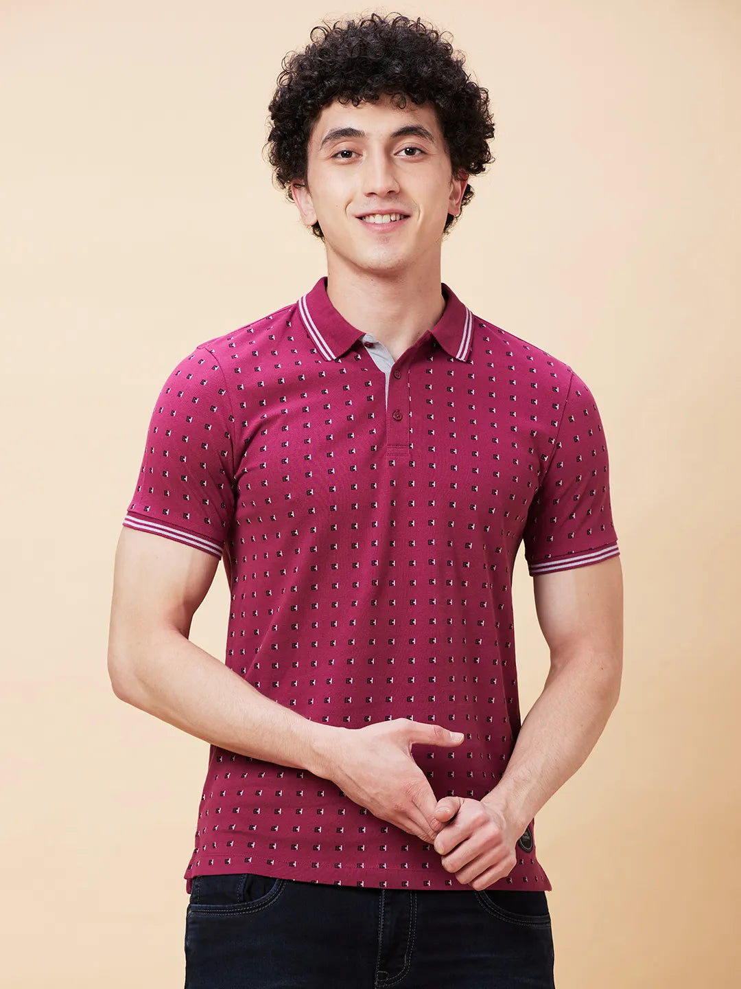 Being Human Clothing Men Regular Fit Polo Neck T-Shirts-Purple Potion