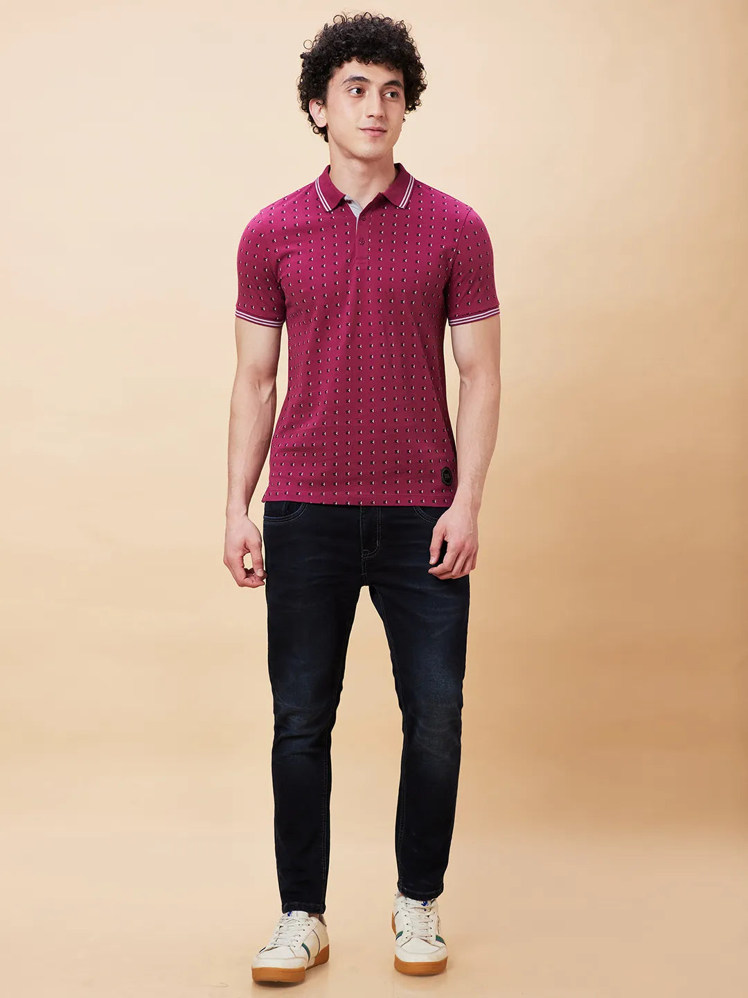 Being Human Clothing Men Regular Fit Polo Neck T-Shirts-Purple Potion