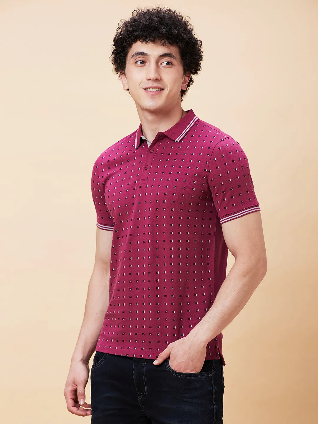 Being Human Clothing Men Regular Fit Polo Neck T-Shirts-Purple Potion