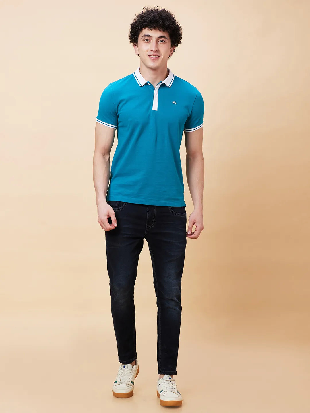 Being Human Clothing Men Regular Fit Polo Neck T-Shirts-Deep Lake