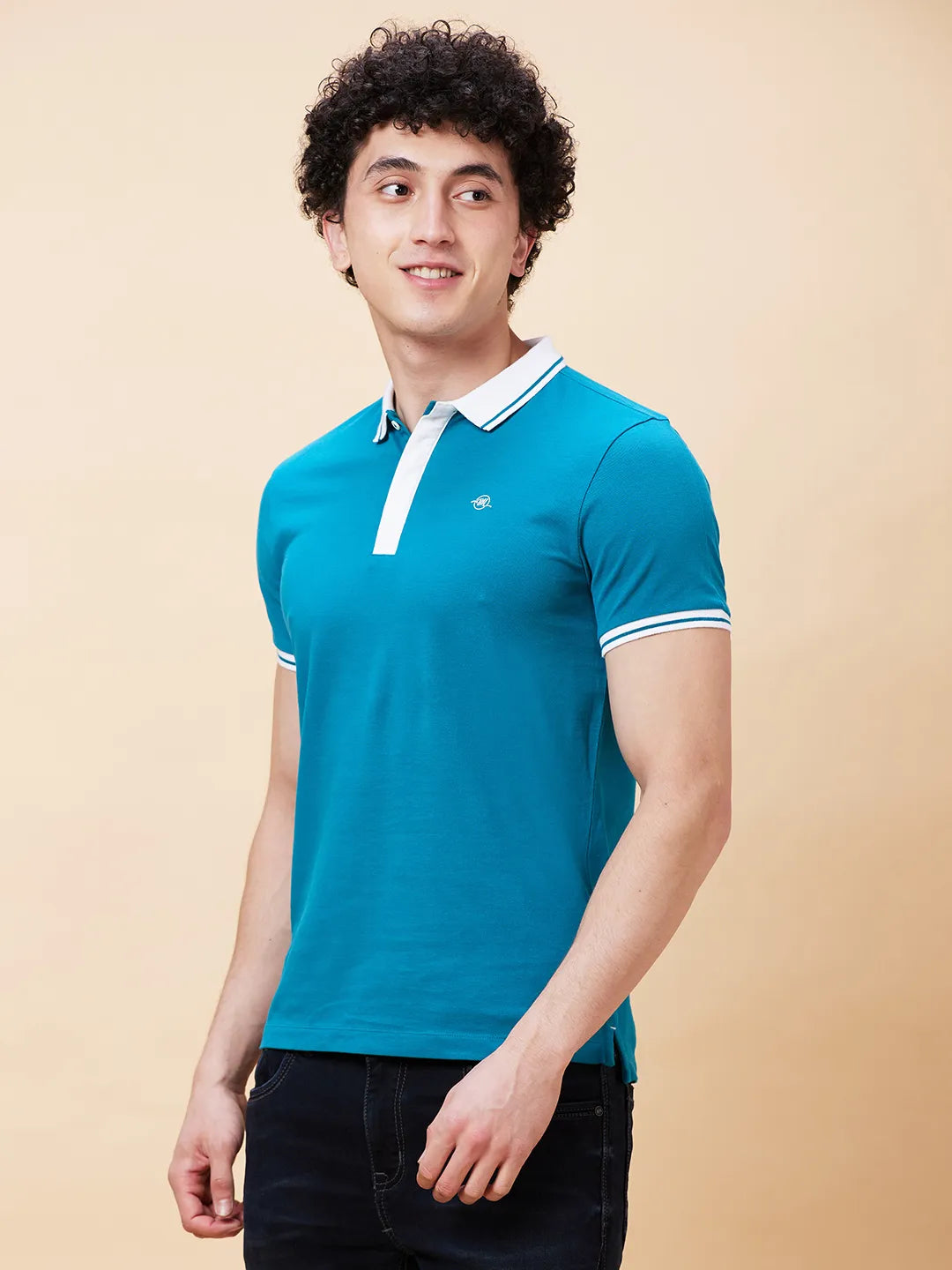 Being Human Clothing Men Regular Fit Polo Neck T-Shirts-Deep Lake