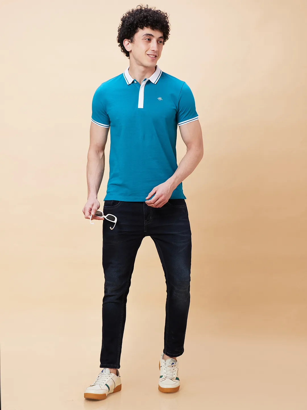 Being Human Clothing Men Regular Fit Polo Neck T-Shirts-Deep Lake