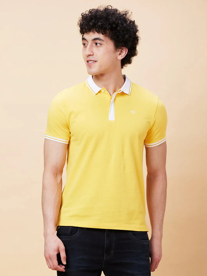 Yellow Regular Fit Men's Polo T-Shirt