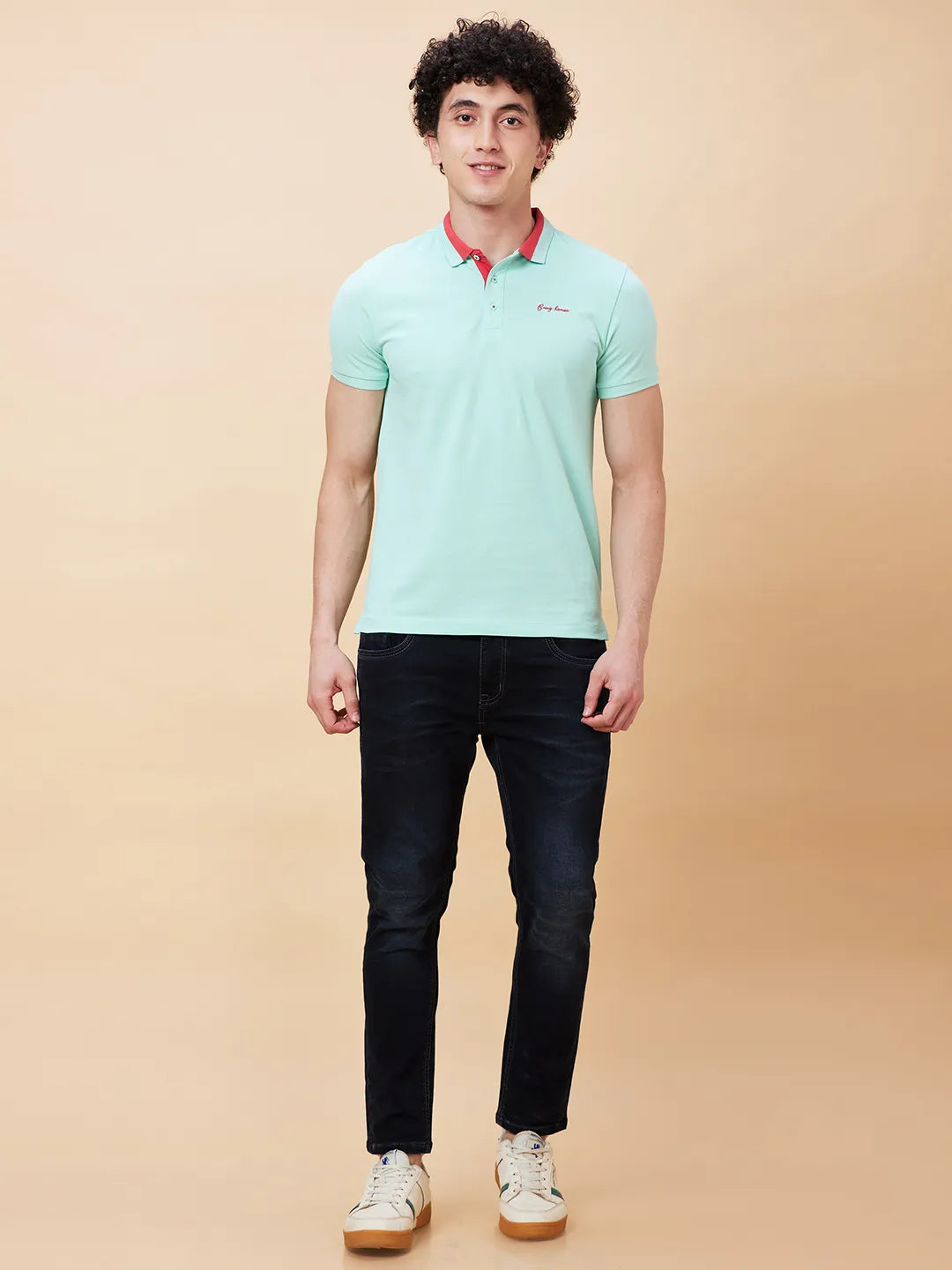 Being Human Clothing Men Regular Fit Polo Neck T-Shirts-Brook Green