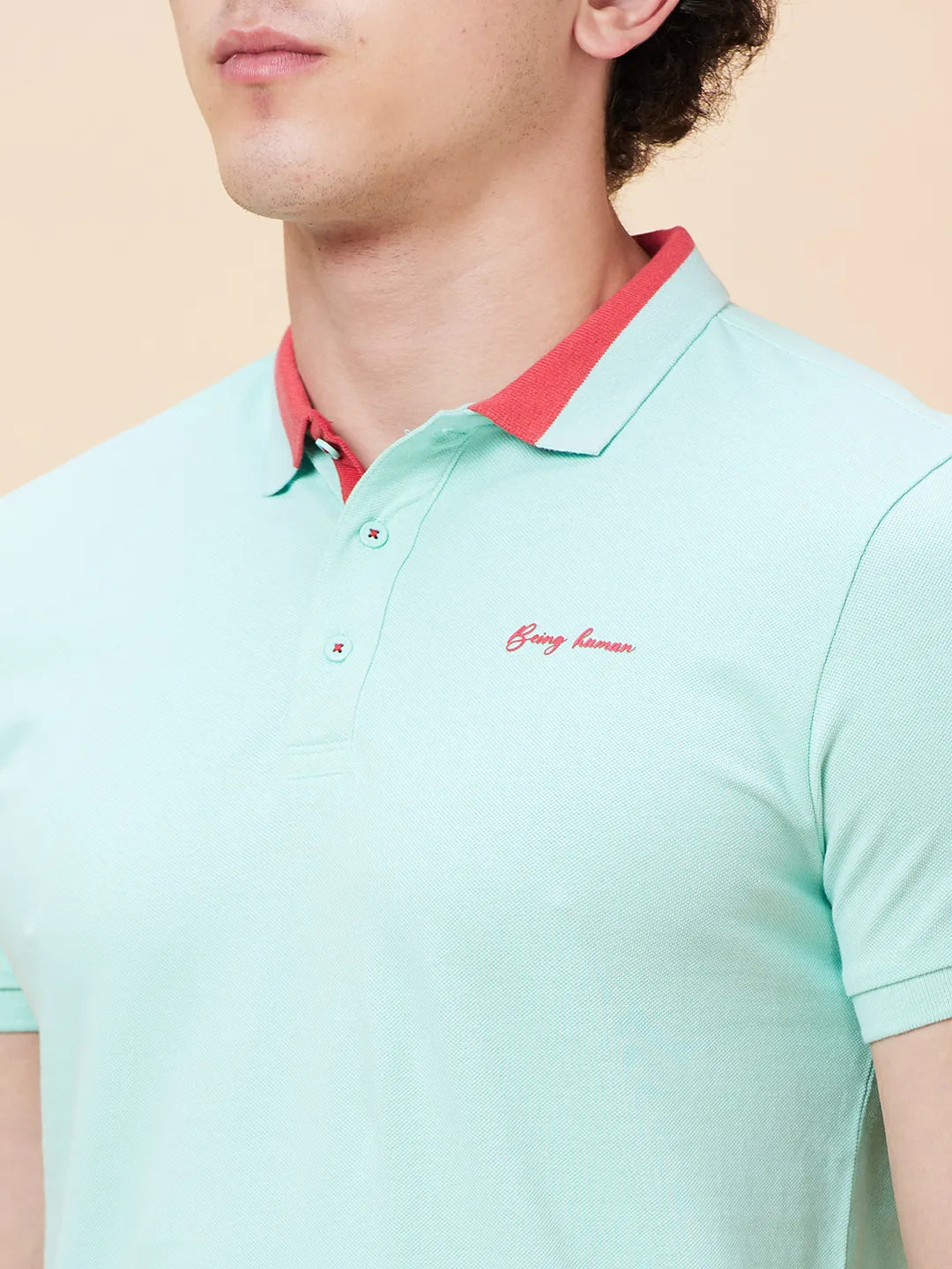 Being Human Clothing Men Regular Fit Polo Neck T-Shirts-Brook Green