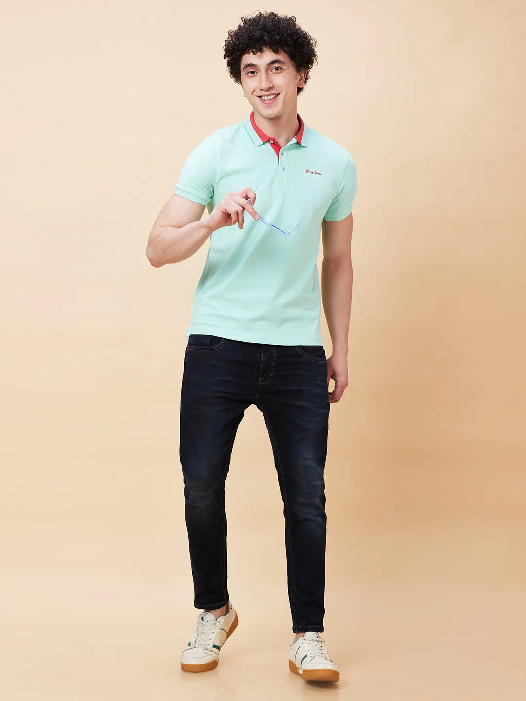 Being Human Clothing Men Regular Fit Polo Neck T-Shirts-Brook Green