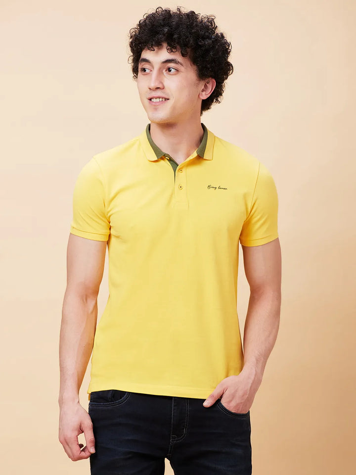 Yellow Regular Fit Men's Polo T-Shirt
