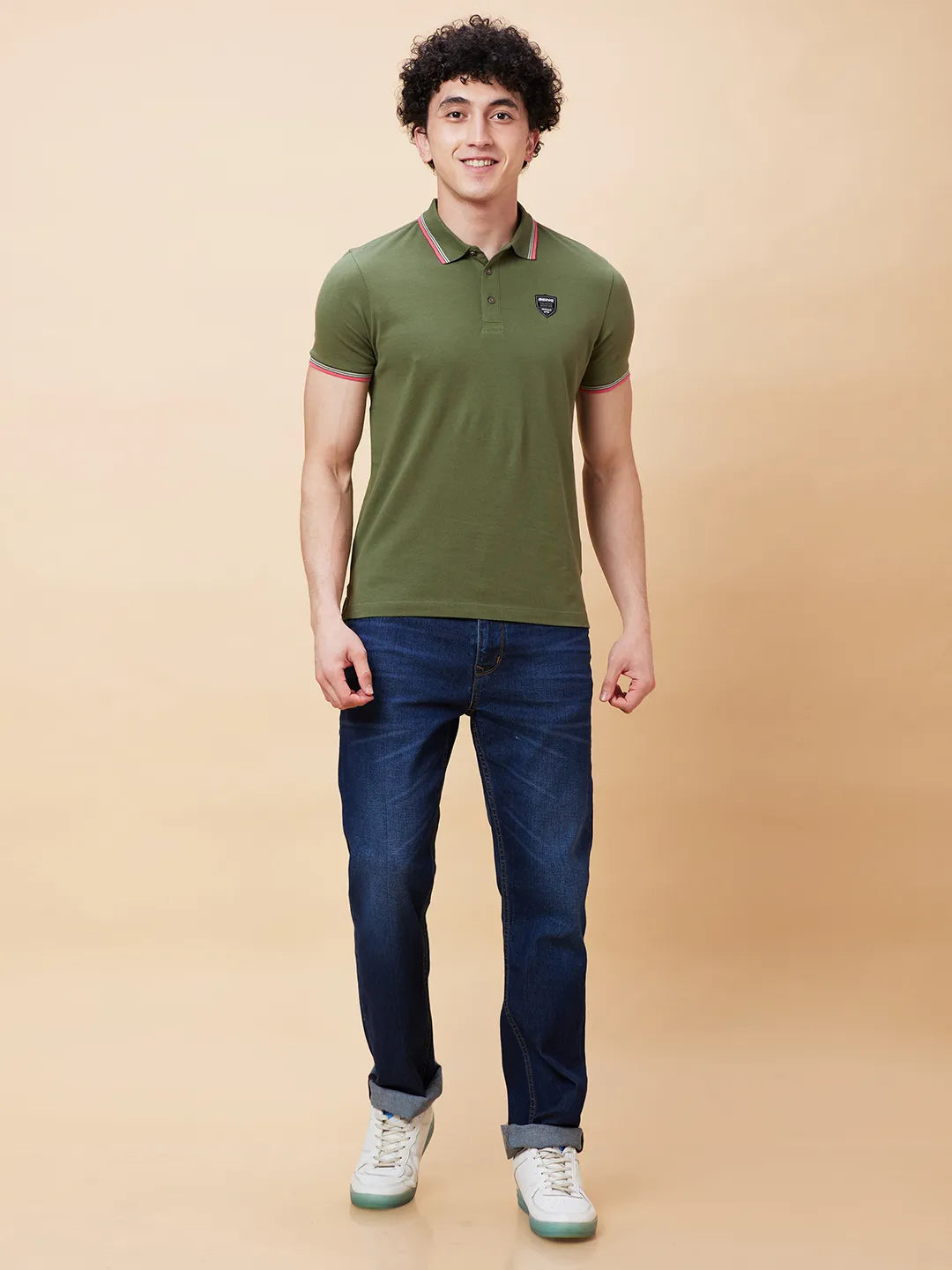 Being Human Clothing Men Regular Fit Polo Neck T-Shirts-Bronze Green