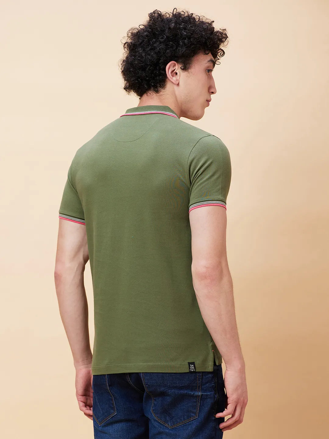 Being Human Clothing Men Regular Fit Polo Neck T-Shirts-Bronze Green