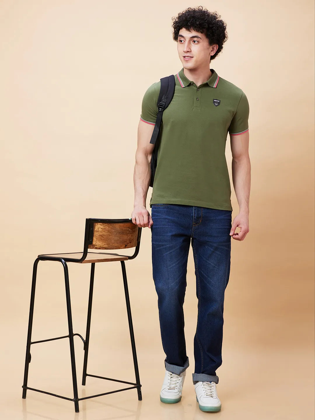 Being Human Clothing Men Regular Fit Polo Neck T-Shirts-Bronze Green