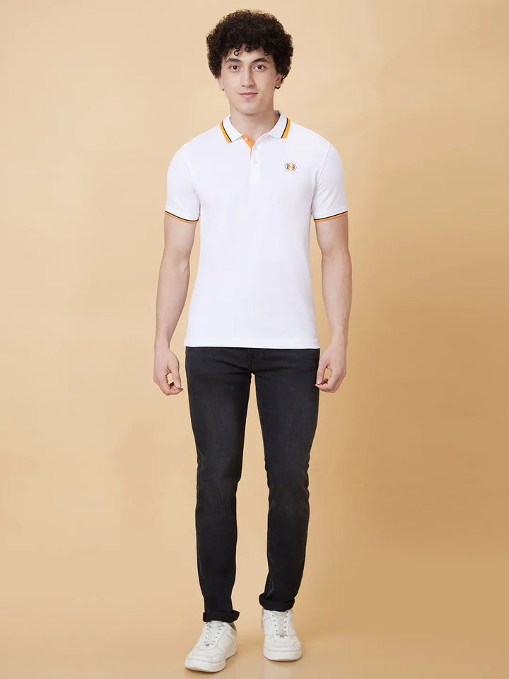 White Regular Fit Men's Polo T-Shirt