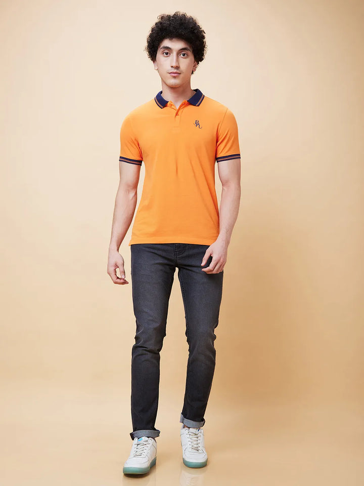 Orange Regular Fit Men's Polo T-Shirt