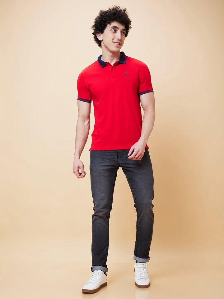 Red Regular Fit Men's Polo T-Shirt