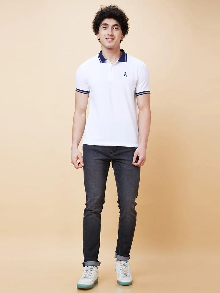 White Regular Fit Men's Polo T-Shirt