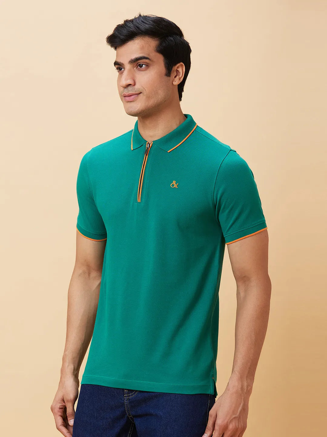 Green Regular Fit Men's Polo T-Shirt by Being Human Clothing