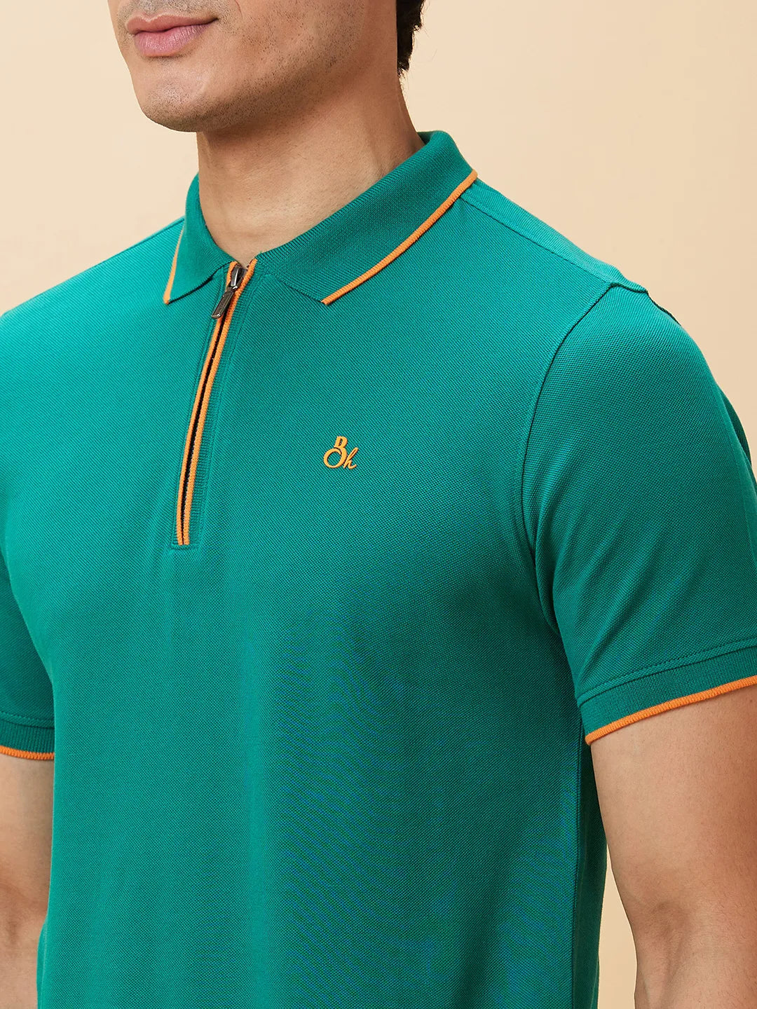 Green Regular Fit Men's Polo T-Shirt by Being Human Clothing