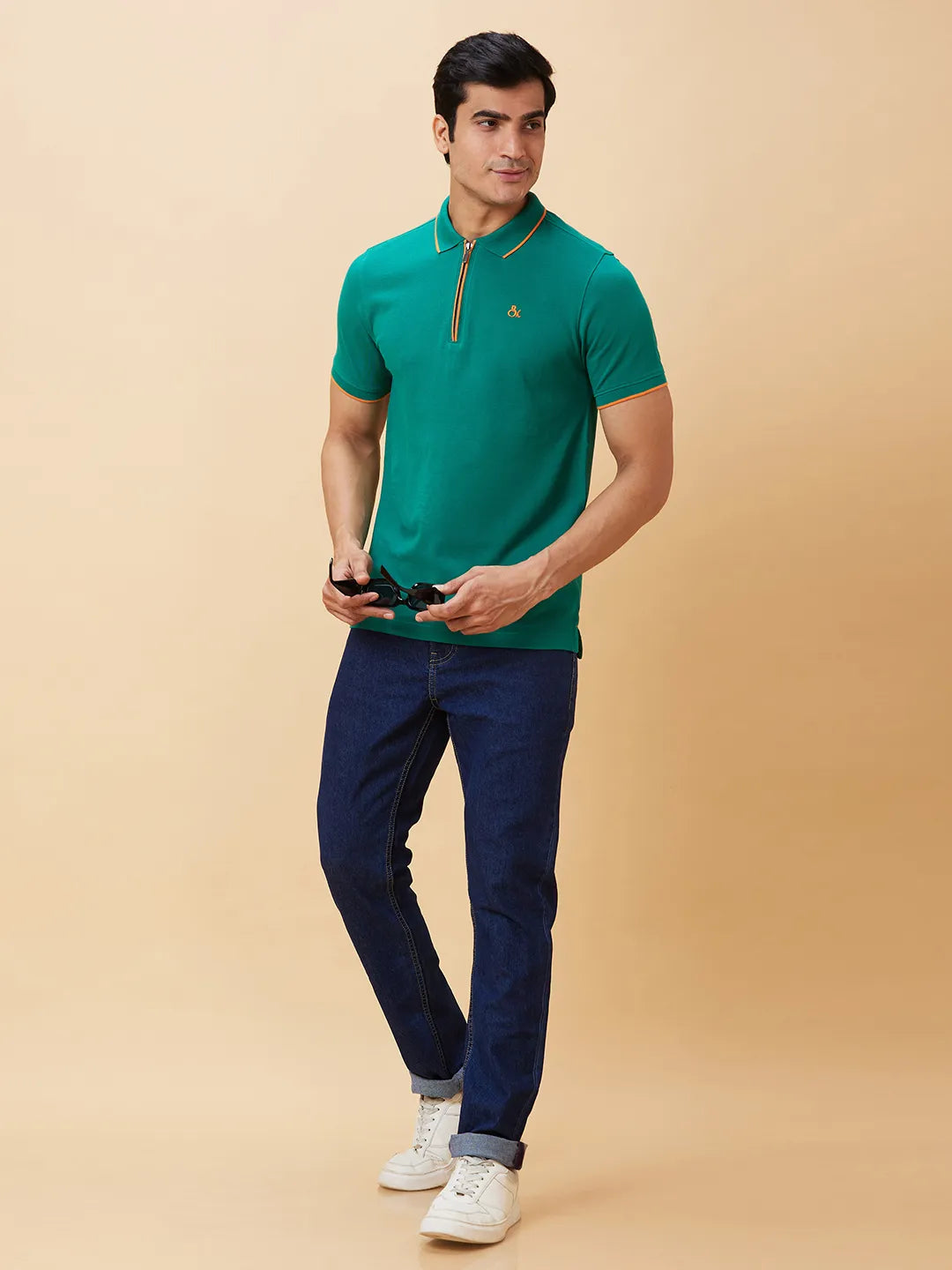 Green Regular Fit Men's Polo T-Shirt by Being Human Clothing