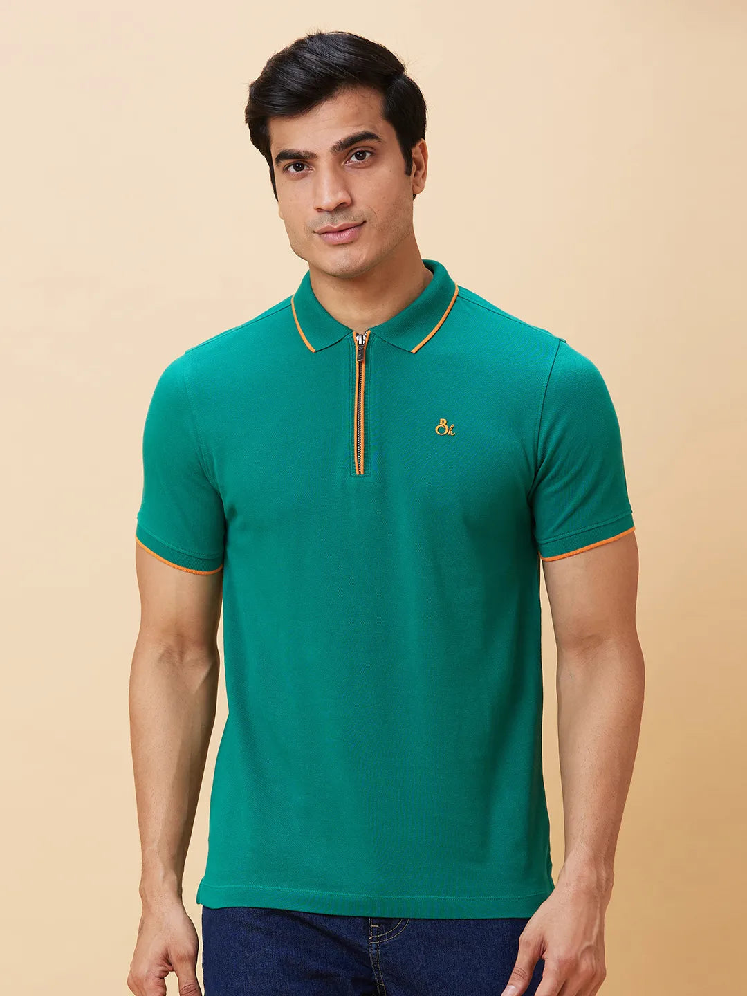 Green Regular Fit Men's Polo T-Shirt by Being Human Clothing