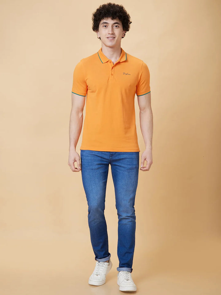 Orange Regular Fit Men's Polo T-Shirt