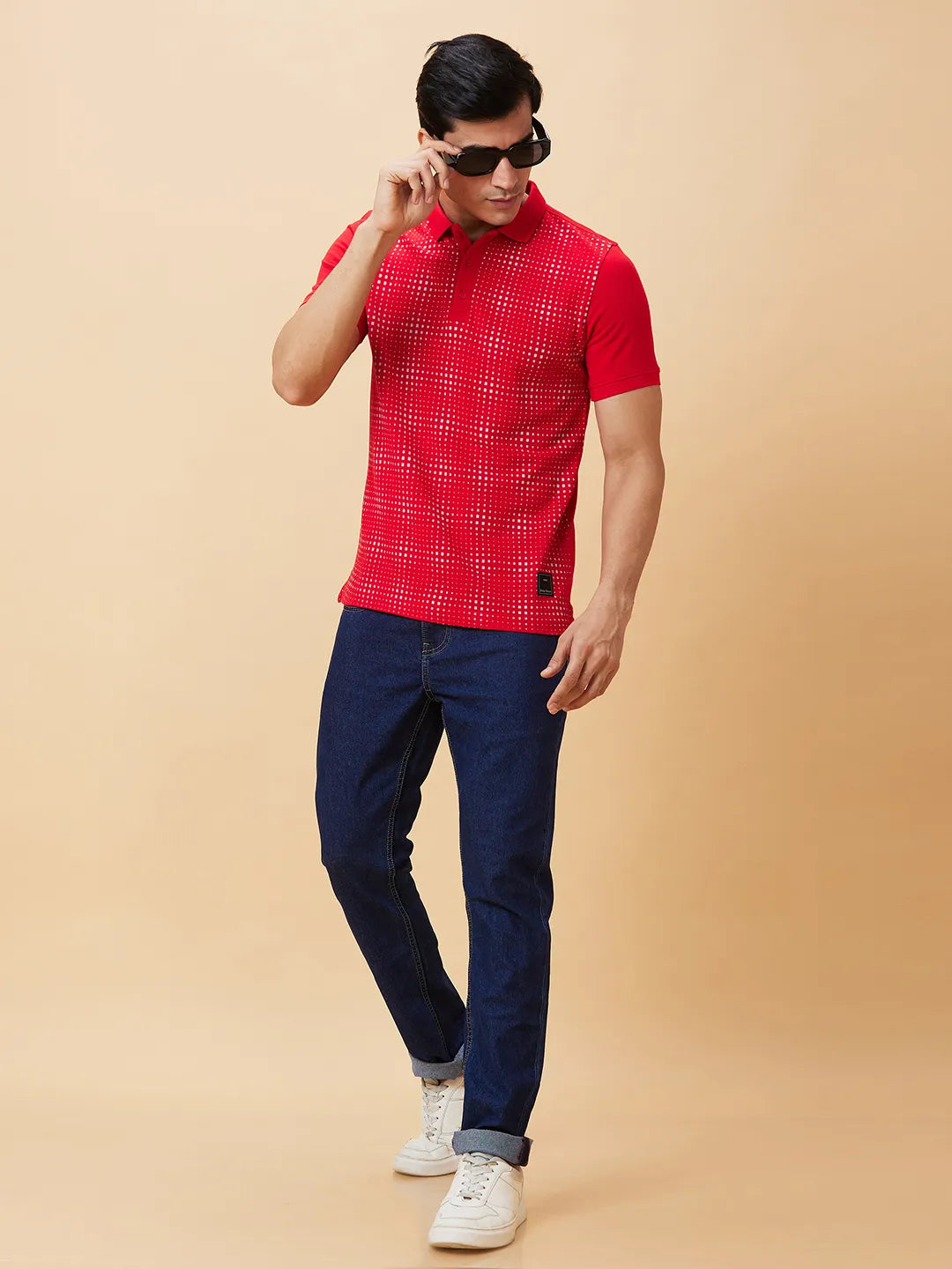 Red Regular Fit Men's Polo T-Shirt by Being Human Clothing