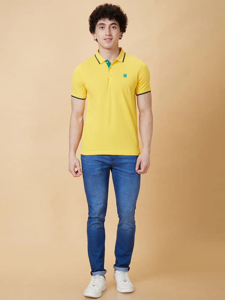 Yellow Regular Fit Men's Polo T-Shirt