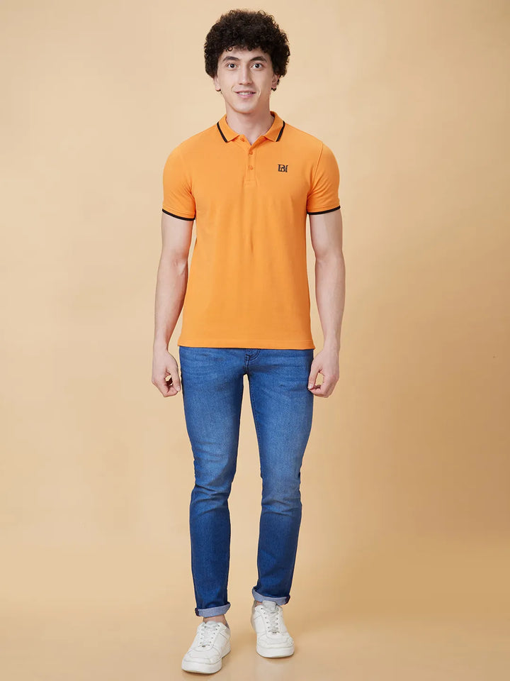 Orange Regular Fit Men's Polo T-Shirt