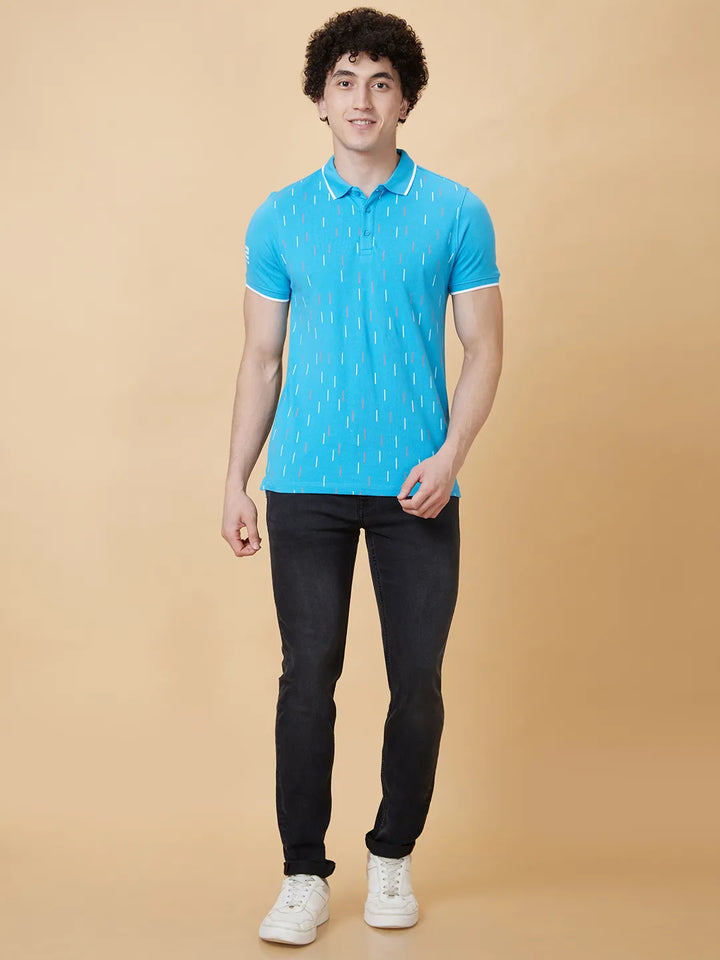 Blue Regular Fit Men's Polo T-Shirt