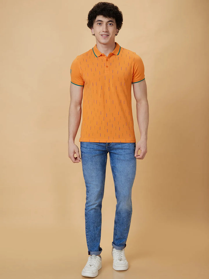 Orange Regular Fit Men's Polo T-Shirt by Being Human Clothing