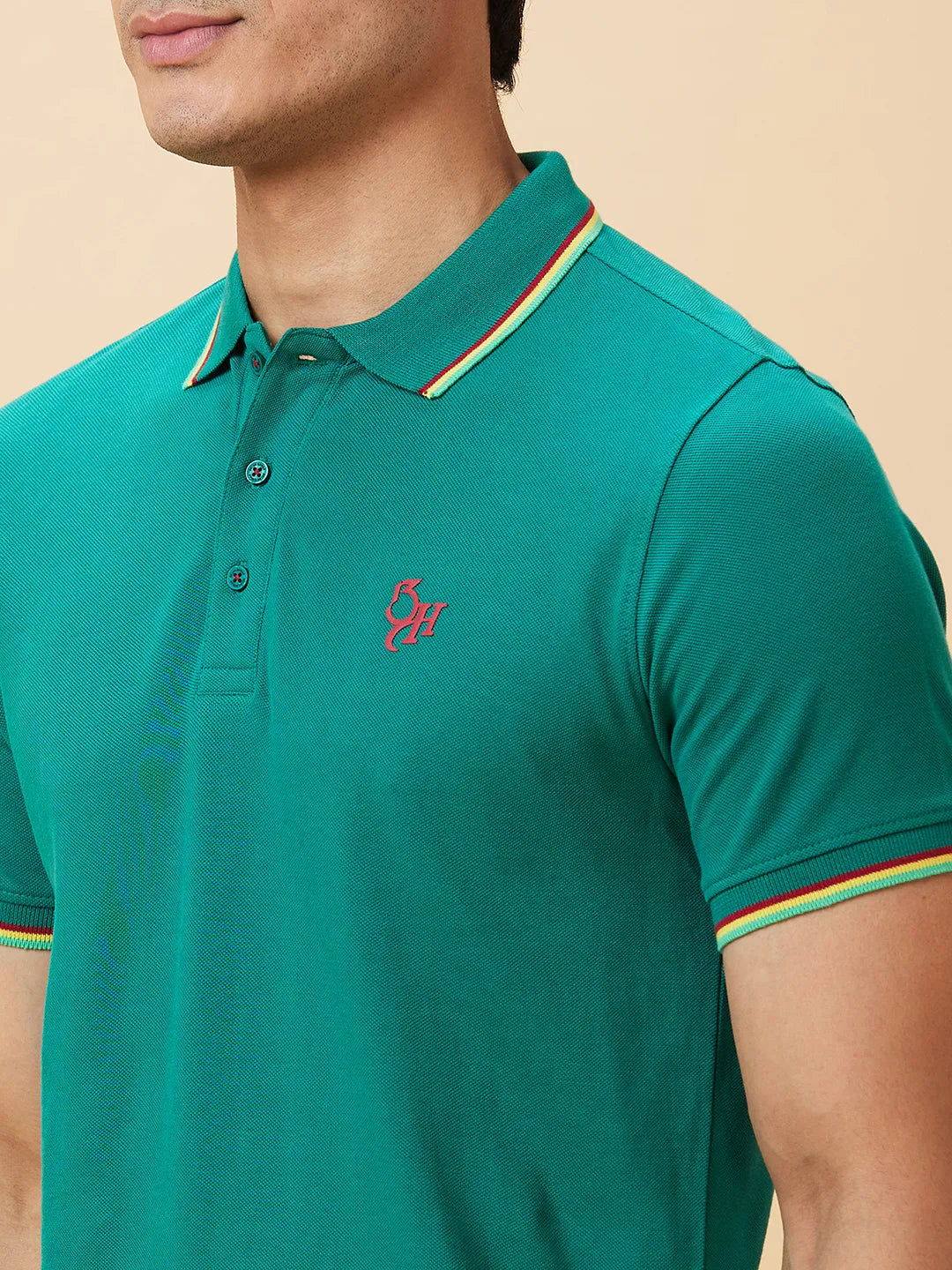 Green Regular Fit Men's Polo T-Shirt by Being Human Clothing