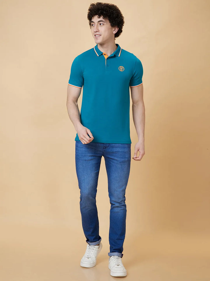 Blue Regular Fit Men's Polo T-Shirt