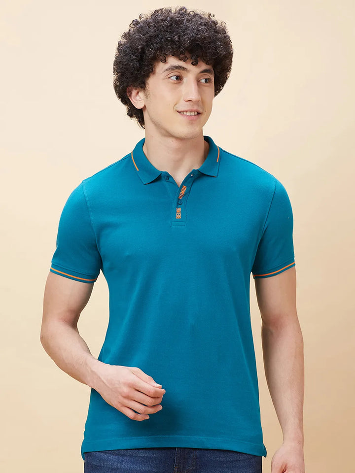 Blue Regular Fit Men's Polo T-Shirt