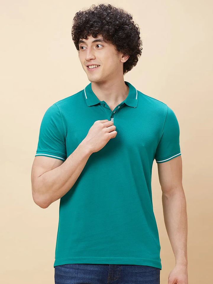 Green Regular Fit Men's Polo T-Shirt
