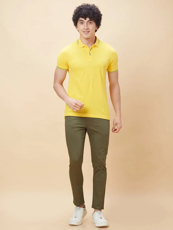 Yellow Regular Fit Men's Polo T-Shirt by Being Human Clothing