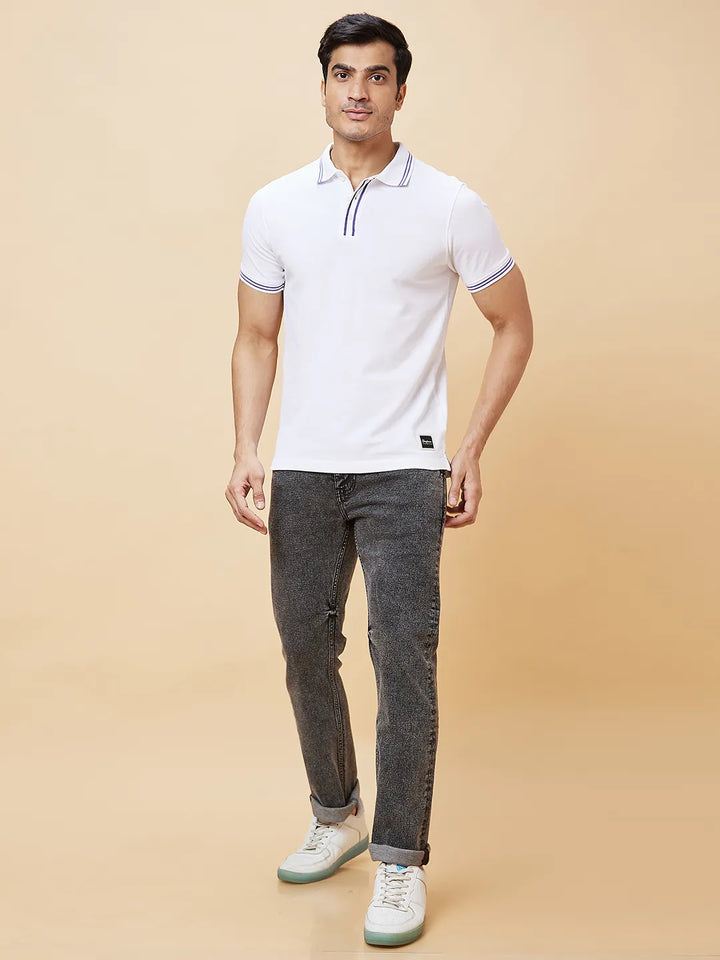 White Regular Fit Men's Polo T-Shirt