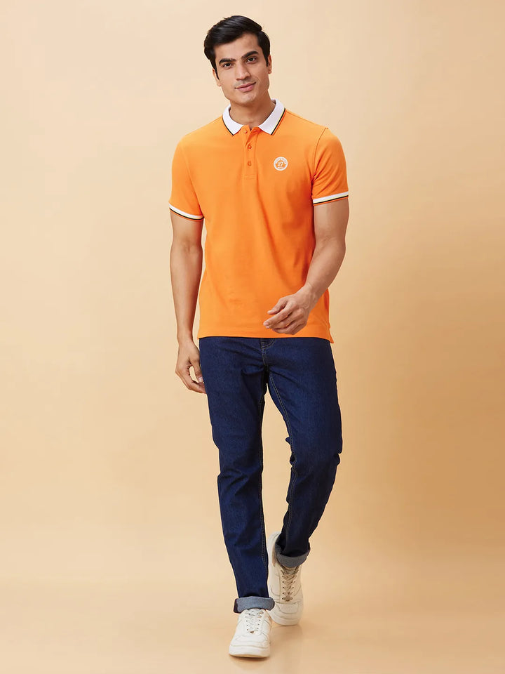Orange Regular Fit Men's Polo T-Shirt
