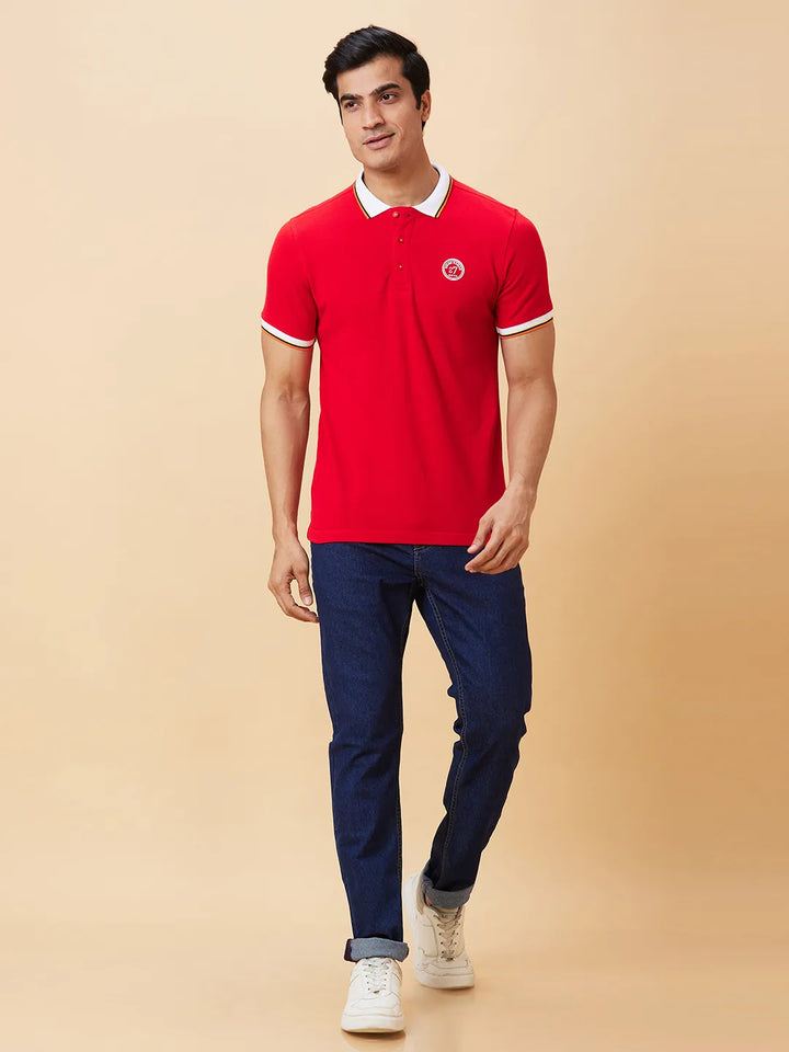 Red Regular Fit Men's Polo T-Shirt
