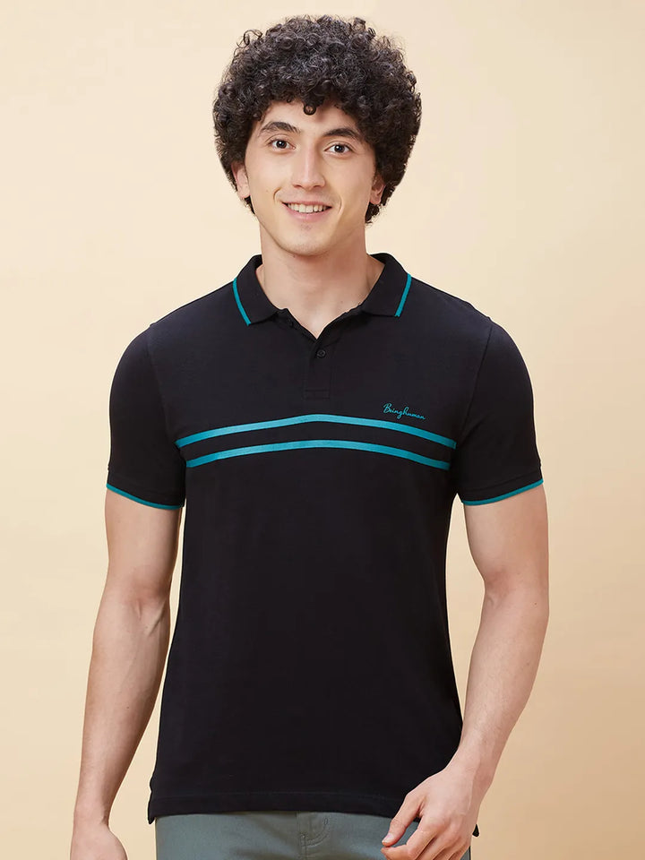 Black Regular Fit Men's Polo T-Shirt