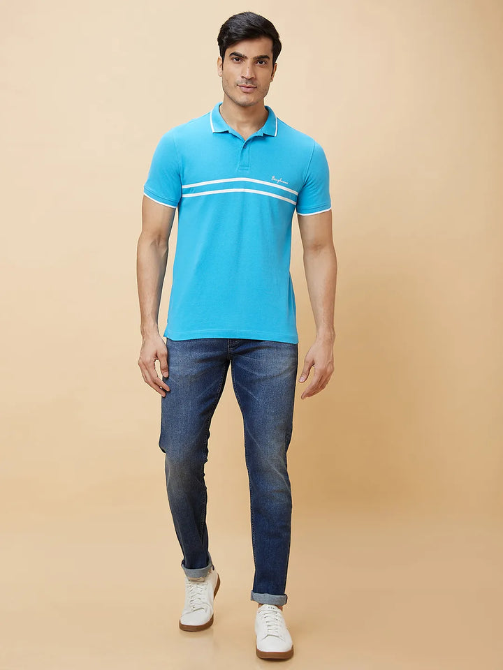 Blue Regular Fit Men's Polo T-Shirt by Being Human Clothing