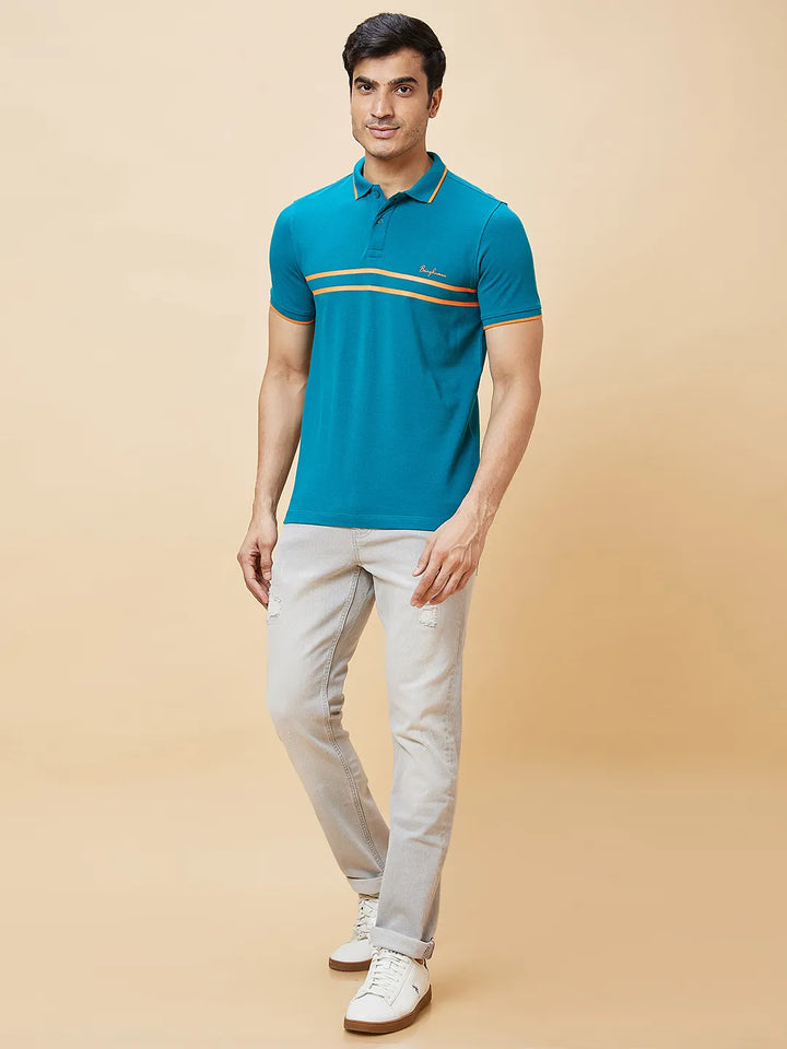 Blue Regular Fit Men's Polo T-Shirt