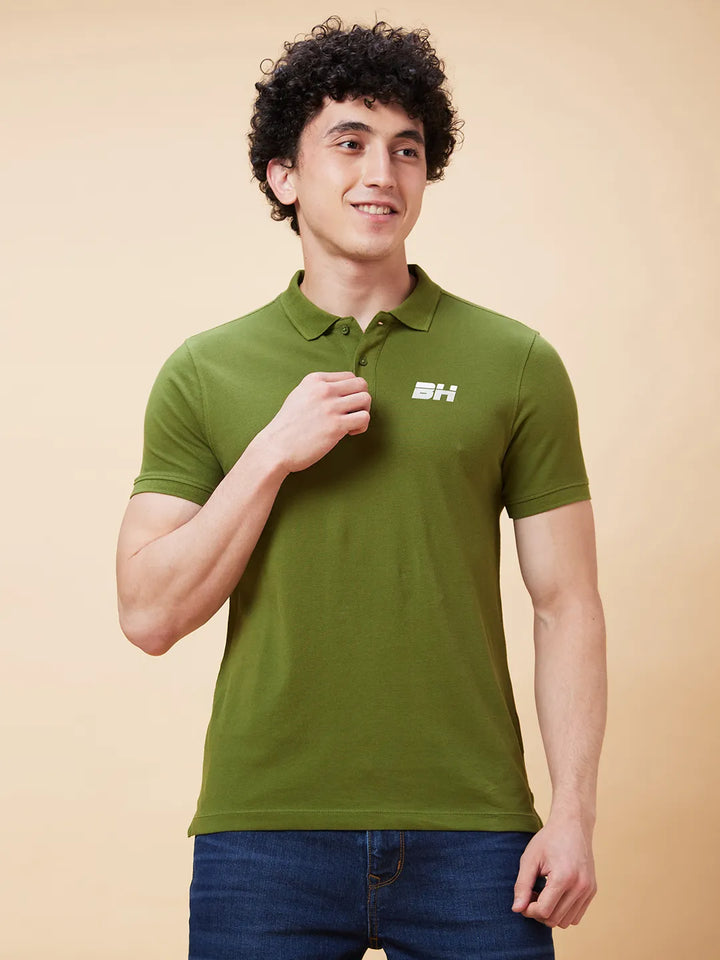 Green Regular Fit Men's Polo T-Shirt