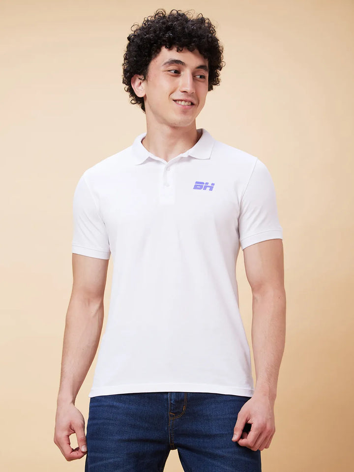 White Regular Fit Men's Polo T-Shirt