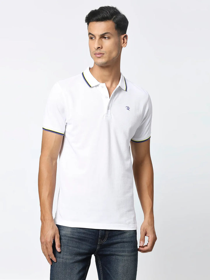 White Regular Fit Men's Polo T-Shirt