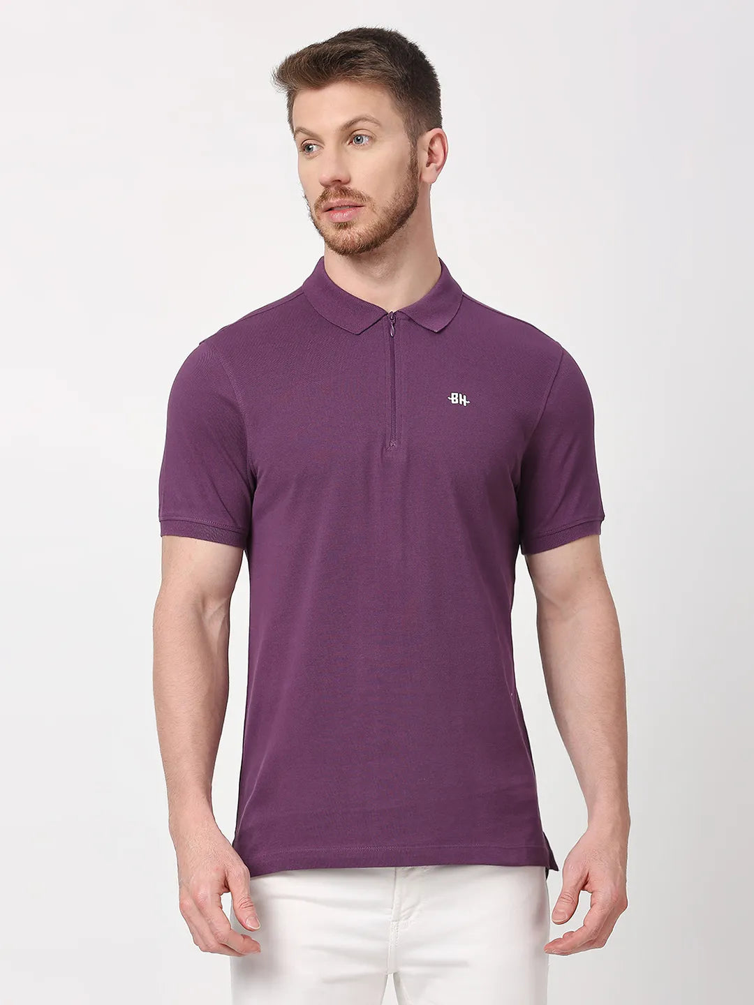 Being Human Clothing Men Regular Fit T-Shirts-Grape