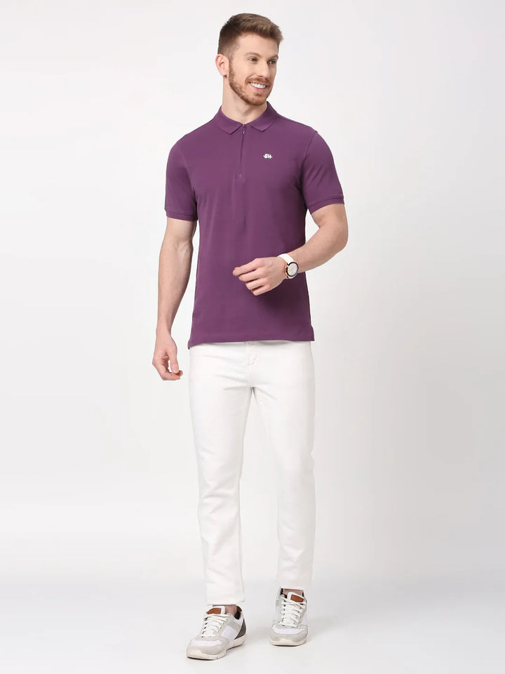 Purple Regular Fit Men's Polo T-Shirt by Being Human Clothing