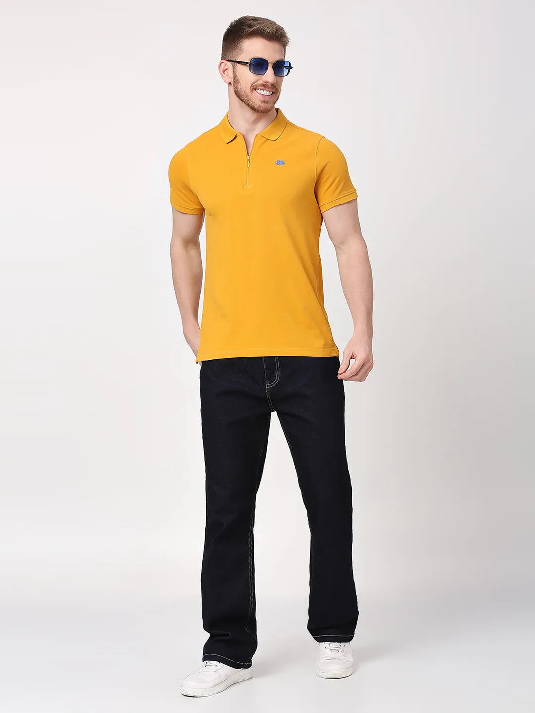 Yellow Regular Fit Men's Polo T-Shirt by Being Human Clothing