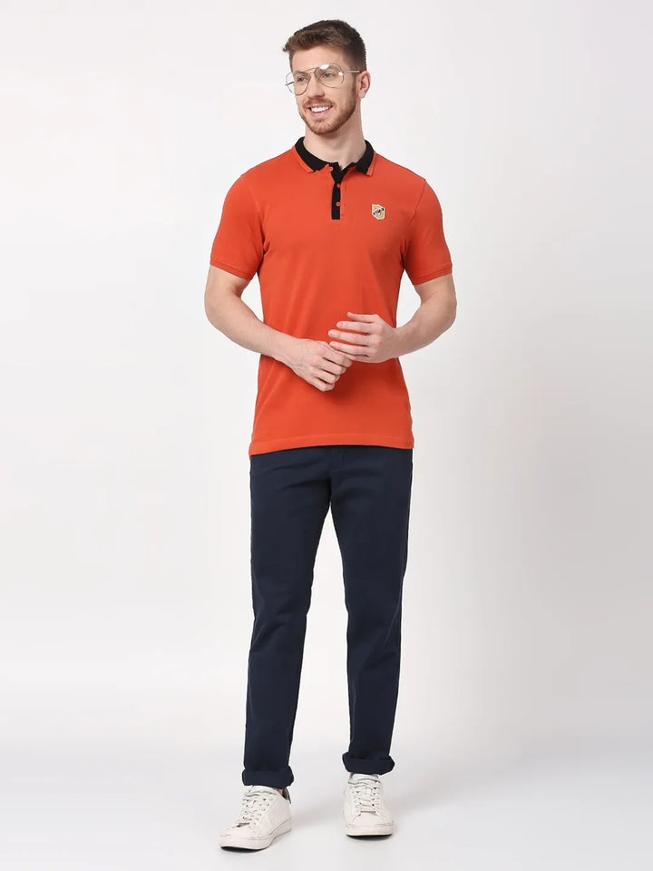 Rust Regular Fit Men's Polo T-Shirt by Being Human Clothing