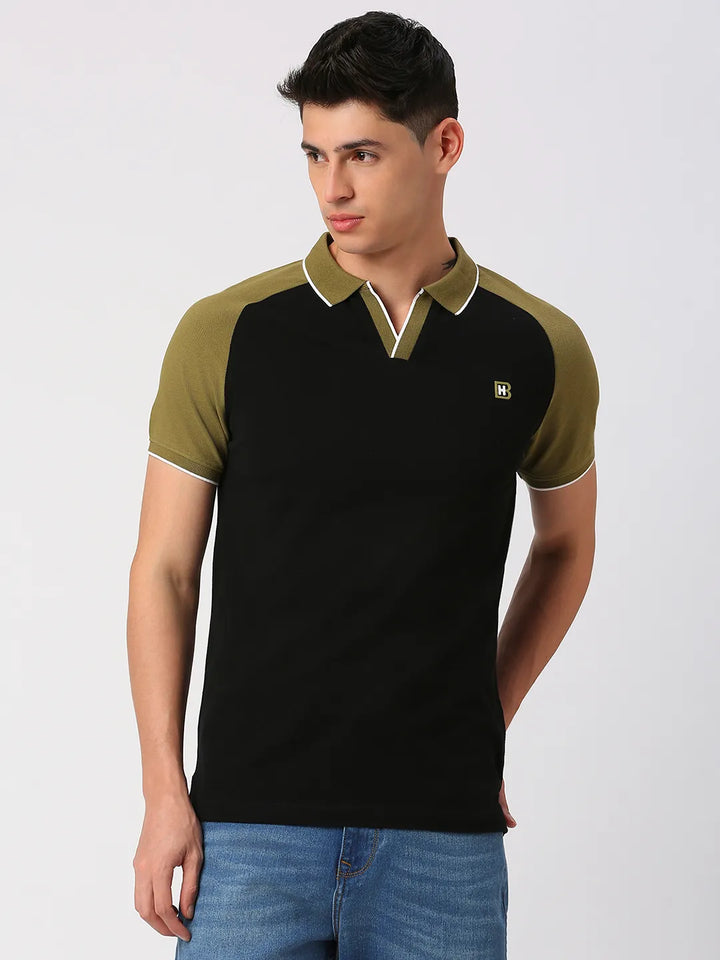 Black Regular Fit Men's Polo T-Shirt