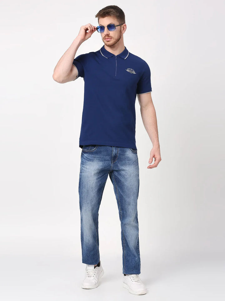 Navy Regular Fit Men's Polo T-Shirt by Being Human Clothing